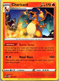 Pokemon Charizard 001/015 McDonald's 2024 Promo Regular Royal Blaze [LP] - Image 1