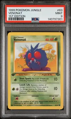 1999 POKEMON JUNGLE 1ST EDITION #63 VENONAT PSA 9 - Image 1
