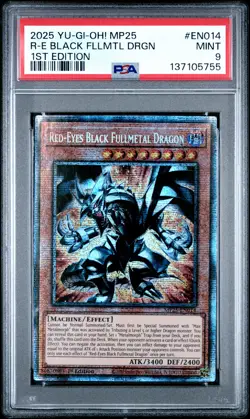 2025 YU-GI-OH! MP25-MEGA-PACK TIN 1ST EDT RED-EYES BLACK FULLMETAL DRAGON PSA 9 - Image 1