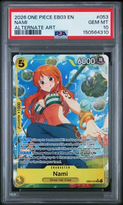 2026 ONE PIECE EB03-ONE PIECE HEROINES EDITION ALT ART #053 NAMI PSA 10 - Image 1