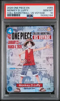 2026 ONE PIECE PROMOS COLLEGE BASKETBALL : US VOYAGE MONKEY D. LUFFY PSA 10 - Image 1