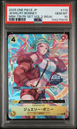 2025 ONE PIECE JAPANESE MINI-TIN PACK SET VOL.2 BISAI #113 JEWELRY BONNEY PSA 10 - Image 1