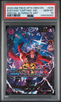 2026 ONE PIECE THE AZURE SEA'S SEVEN SPECIAL ALT ART EUSTASS CAPTAIN KID PSA 10 - Image 1