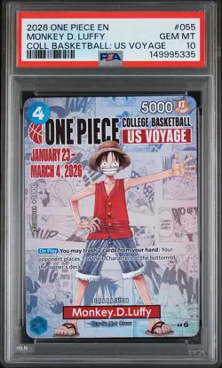 2026 ONE PIECE PROMOS COLLEGE BASKETBALL : US VOYAGE MONKEY D. LUFFY PSA 10 - Image 1