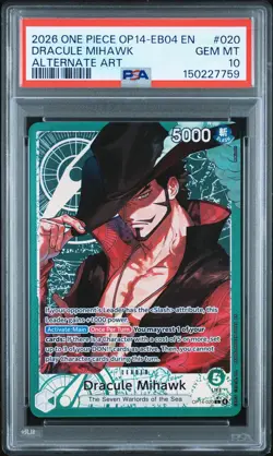 2026 ONE PIECE OP14-EB04-THE AZURE SEA'S SEVEN ALT ART DRACULE MIHAWK PSA 10 - Image 1