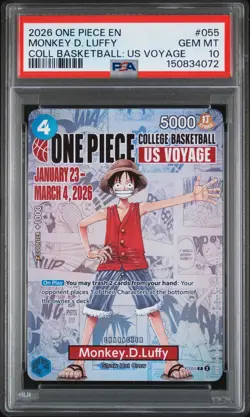2026 ONE PIECE PROMOS COLLEGE BASKETBALL : US VOYAGE MONKEY D. LUFFY PSA 10 - Image 1