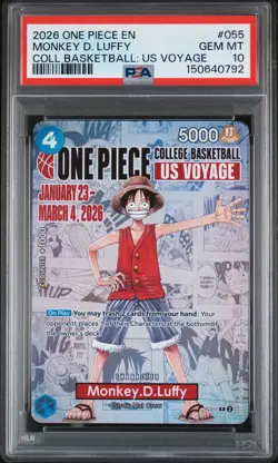 2026 ONE PIECE PROMOS COLLEGE BASKETBALL : US VOYAGE MONKEY D. LUFFY PSA 10 - Image 1
