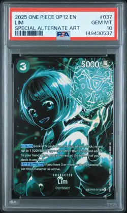 2025 ONE PIECE OP12-LEGACY OF THE MASTER SPECIAL ALTERNATE ART #037 LIM PSA 10 - Image 1