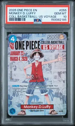 2026 ONE PIECE PROMOS COLLEGE BASKETBALL : US VOYAGE MONKEY D. LUFFY PSA 10 - Image 1