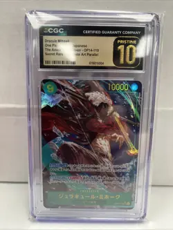 One Piece TCG Dracule Mihawk OP14-119 SEC Alt Art Japanese CGC Pristine 10 - Image 1