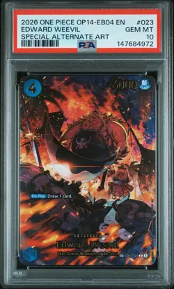 2026 ONE PIECE THE AZURE SEA'S SEVEN SPECIAL ALT ART #023 EDWARD WEEVIL PSA 10 - Image 1
