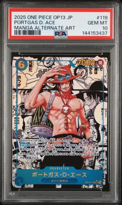 2025 ONE PIECE JPN CARRYING ON HIS WILL MANGA ALT ART #119 PORTGAS D. ACE PSA 10 - Image 1