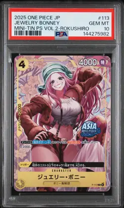2025 ONE PIECE JAPANESE MINI-TIN PACK SET VOL.2 #113 JEWELRY BONNEY PSA 10 - Image 1