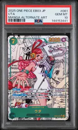 2025 ONE PIECE JPN EB03-ONE PIECE HEROINES EDITION MANGA ALT ART #061 UTA PSA 10 - Image 1