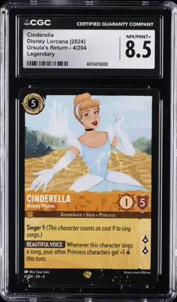 2024 DISNEY LORCANA URSULA'S RETURN - LEGEND #4/204 CINDERELLA CGC 8.5 - Image 1