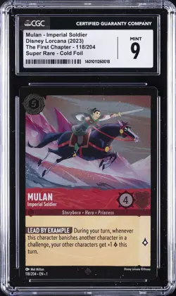 2023 DISNEY LORCANA EN 1-THE FIRST CHAPTER COLD FOIL #118 MULAN CGC 9 - Image 1