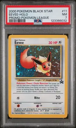 PSA 7 NM Eevee Black Star Promo SWIRL Holo Rare Pokemon Card 11 - Image 1