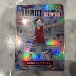 Bandai Namco One Piece CCG Monkey D. Luffy US Voyage Promo Full Art Holo Card - Image 1