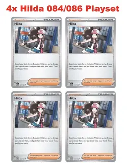 4x Hilda 084/086 Pokemon TCG White Flare Uncommon Cards - NM Playset - Image 1