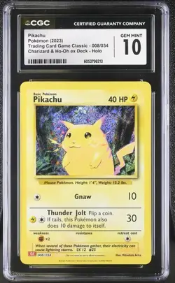 Pokemon Pikachu 2023 Trading Card Game Classic 008/034 Holo CGC 10 - Image 1
