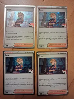 4 x Briar Holo Pokemon Prize Pack Series 7 Promo Pokemon Card NM/LP Stamp Cosmo - Image 1