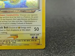 Pokemon Dark Ampharos TCG Neo Destiny Card 1/105 Unlimited Holo Rare LP - Image 5