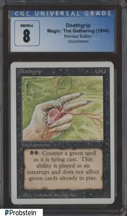 1994 MTG Magic The Gathering Revised Edition Deathgrip CGC 8 NM-MT - Image 1