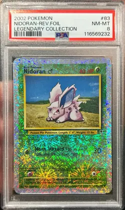 2002 Pokemon Legendary Collection Nidoran Reverse Foil Rev 83/110 PSA 8 NM-MT - Image 1