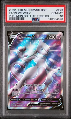 2022 POKEMON SWSH BLACK STAR PROMO #229 FULL ART/MEWTWO V PSA 10 - Image 1