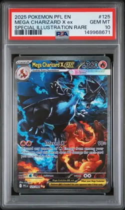 PSA 10 GEM MT 2025 POKEMON PFL EN-PHANTASMAL FLAMES #125 MEGA CHARIZARD X ex SIR - Image 1