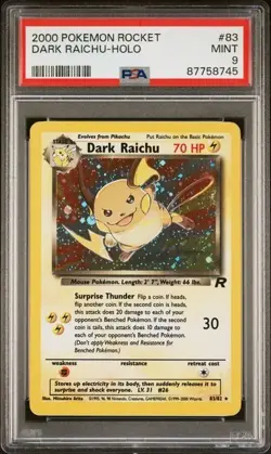 2000 POKEMON ROCKET #83 DARK RAICHU-HOLO PSA 9 Unlimited - Image 1
