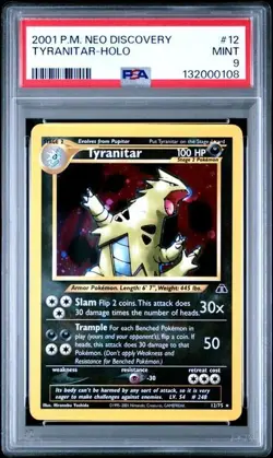 2001 POKEMON NEO DISCOVERY #12 TYRANITAR-HOLO PSA 9 - Image 1
