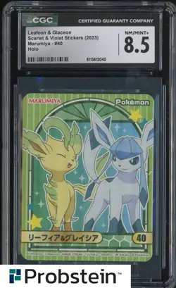 2023 Pokemon Scarlet & Violet Stickers Marumiya Leafeon & Glaceon Holo CGC 8.5 - Image 1