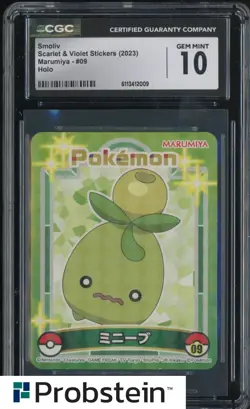 2023 Pokemon Scarlet & Violet Stickers Marumiya #09 Smoliv CGC 10 GEM MINT - Image 1