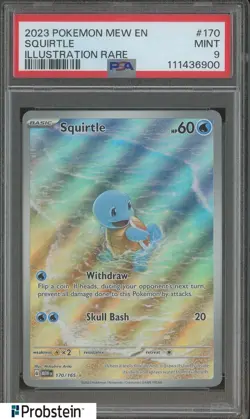 2023 Pokemon MEW EN Illustration Rare #170 Squirtle PSA 9 MINT - Image 1