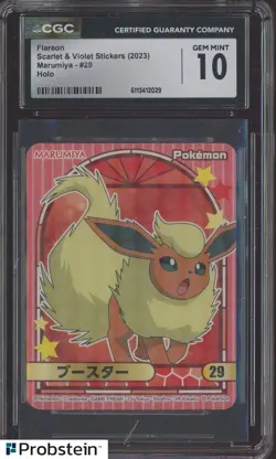 2023 Pokemon Scarlet & Violet Stickers Marumiya #29 Flareon Holo CGC 10 GEM MINT - Image 1