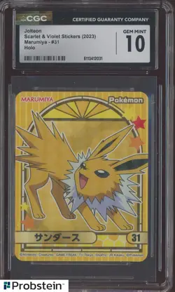 2023 Pokemon Scarlet & Violet Stickers Marumiya #31 Jolteon Holo CGC 10 GEM MINT - Image 1