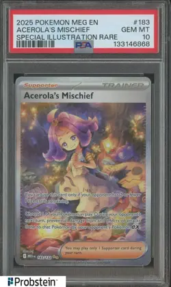 2025 Pokemon Meg En Special Illustration Rare #183 Acerola's Mischief PSA 10 - Image 1