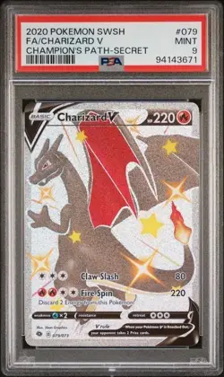 Pokemon Charizard V 2020 SWSH Champion's Path-Secret #079 FA PSA 9 - Image 1