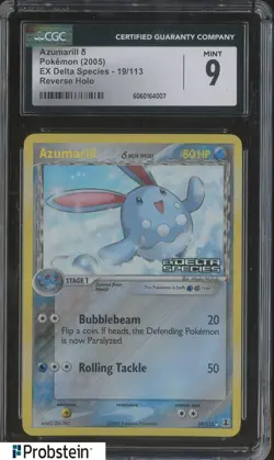 2005 Pokemon EX Delta Species #19 Azumarill Reverse Holo CGC 9 MINT - Image 1