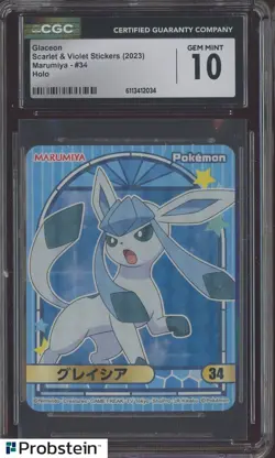 2023 Pokemon Scarlet & Violet Stickers Marumiya #34 Glaceon Holo CGC 10 GEM MINT - Image 1