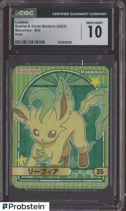 2023 Pokemon Scarlet & Violet Stickers Marumiya #35 Leafeon Holo CGC 10 GEM MINT - Image 1