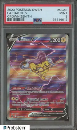 2023 Pokemon SWSH Crown Zenith #GG41 FA Raikou V PSA 9 MINT - Image 1