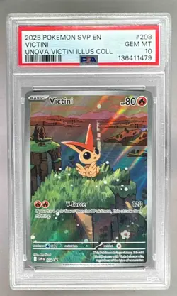 136411479 Victini 2025 Pokemon SV Unova Illustration Promo #208 PSA 10 - Image 1