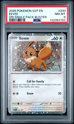 4783 Eevee 2025 Pokemon Destined Rivals Single Blister Promo - SVP EN #200 PSA 8 - Image 1