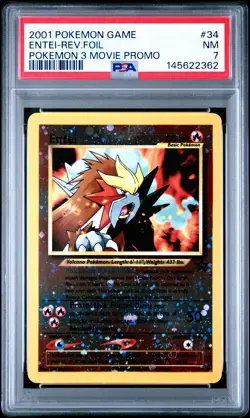 2001 POKEMON GAME MOVIE POKEMON 3 MOVIE PROMO #34 ENTEI-REVERSE FOIL PSA 7 - Image 1