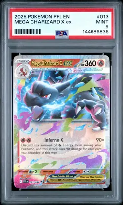 2025 POKEMON PFL EN-PHANTASMAL FLAMES #013 MEGA CHARIZARD X EX PSA 9 - Image 1