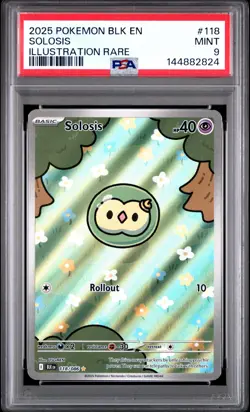 2025 POKEMON BLK EN-BLACK BOLT ILLUSTRATION RARE #118 SOLOSIS PSA 9 - Image 1