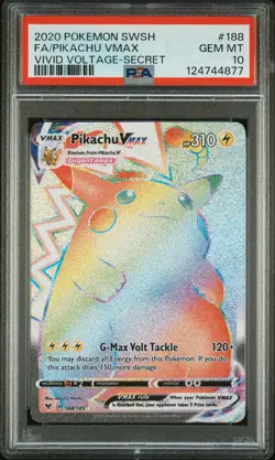 2020 POKEMON SWORD & SHIELD VIVID VOLTAGE SECRET FULL ART/PIKACHU VMAX PSA 10 - Image 1