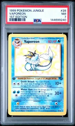 1999 Pokemon Jungle Vaporeon 1st Edition #28 PSA 7 NEAR MINT - Image 1
